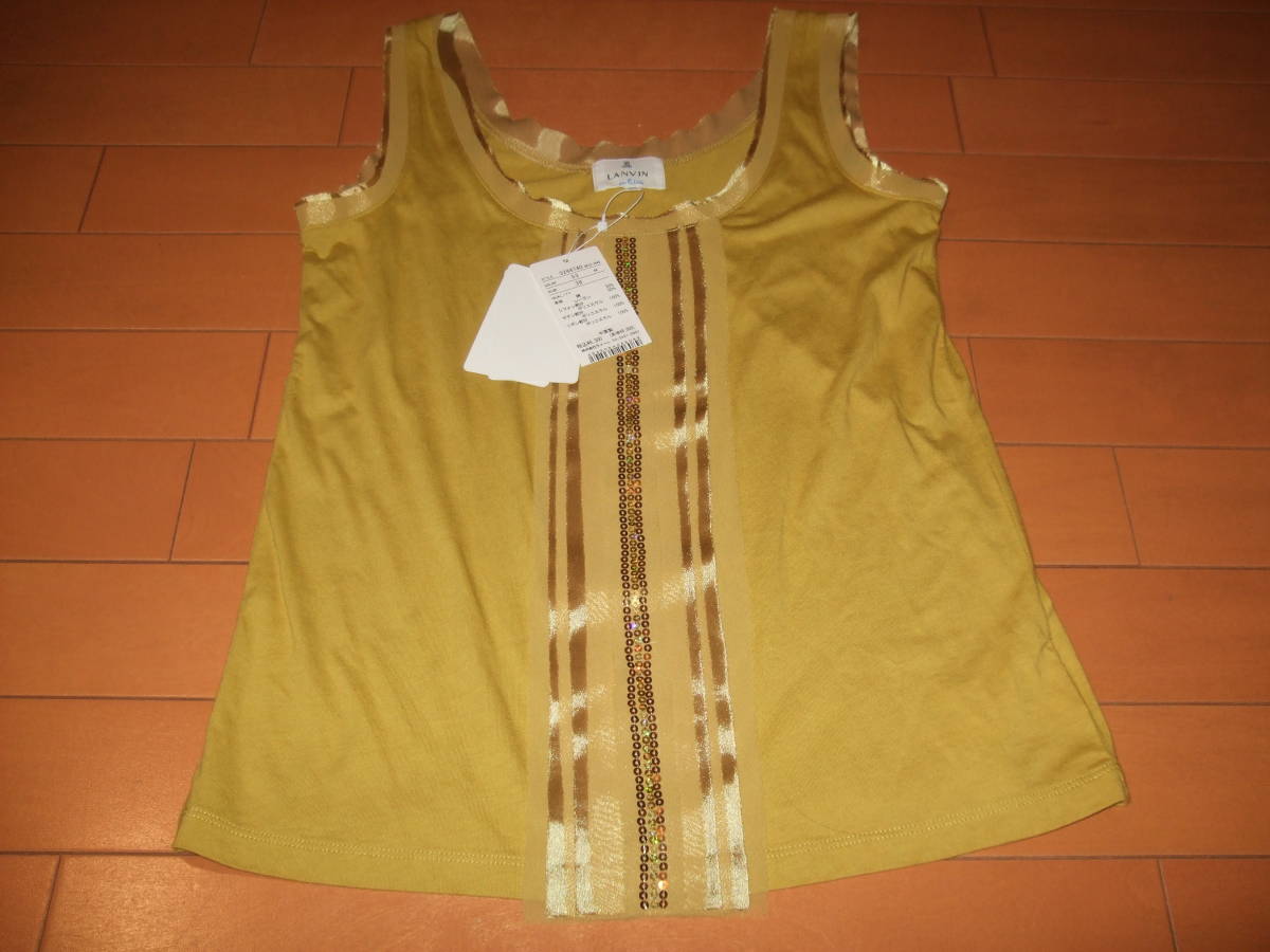 新品タグ付即決☆LANVIN en Bleuノースリーブデザイントップス☆サイズ38 イエロー拍卖