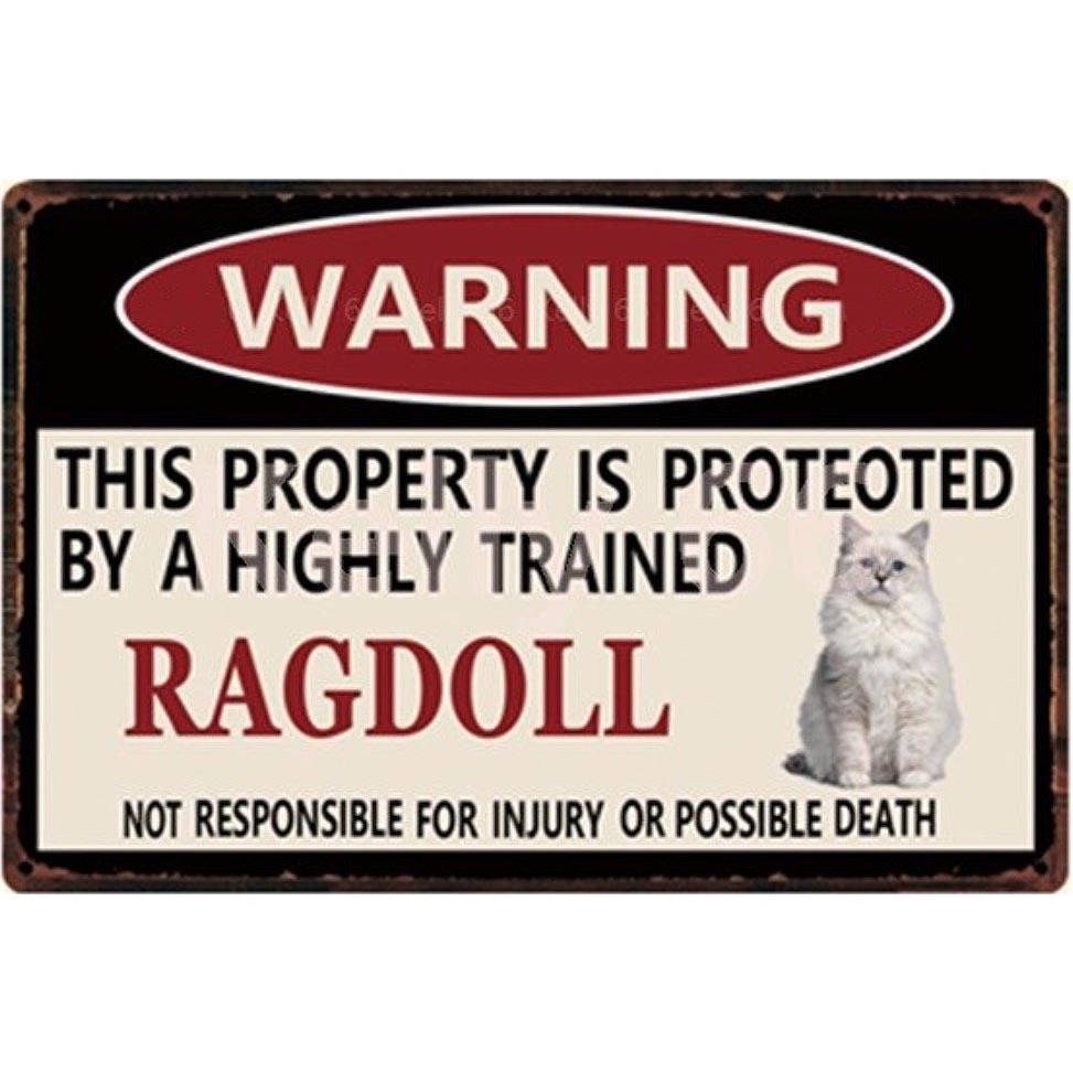 A2768 メタル サイン ブリキ 看板 金属 製 プレート アート パネル 店 カフェ 動物 ペット 猫 警告 注意 ラグドール 4511拍卖