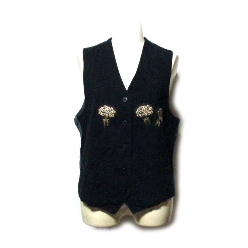 Vintage PINK HOUSE ヴィンテージ ピンクハウス フラワー刺繍ベスト 131954-q拍卖