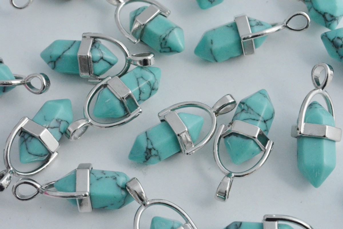 天然石 ペンダントトップ 1個 ターコイズ ペンダントトップ小 銀 金具付 20mm パワーストーン ピアス イヤリング ビーズクラブ拍卖