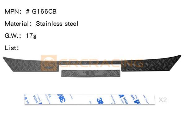 GRC製 G166CB 【黒】 SCX10 III JEEP Axial - Item No.AXI03007 対応 リアバンパー プレート 縞鋼板柄拍卖