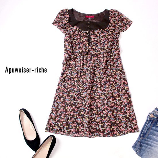 ☆☆ 美品 Apuweiser-riche アプワイザー・リッシェ ☆☆ 可愛いシフォン ワンピース 1号 S 春 夏 22B08拍卖