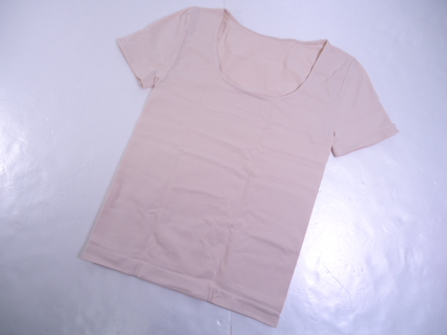 【KCM】pib-71★未使用★【INTIMIDEA/インティミディア】半袖Tシャツ インナー S~M ベージュ レディース イタリア製拍卖