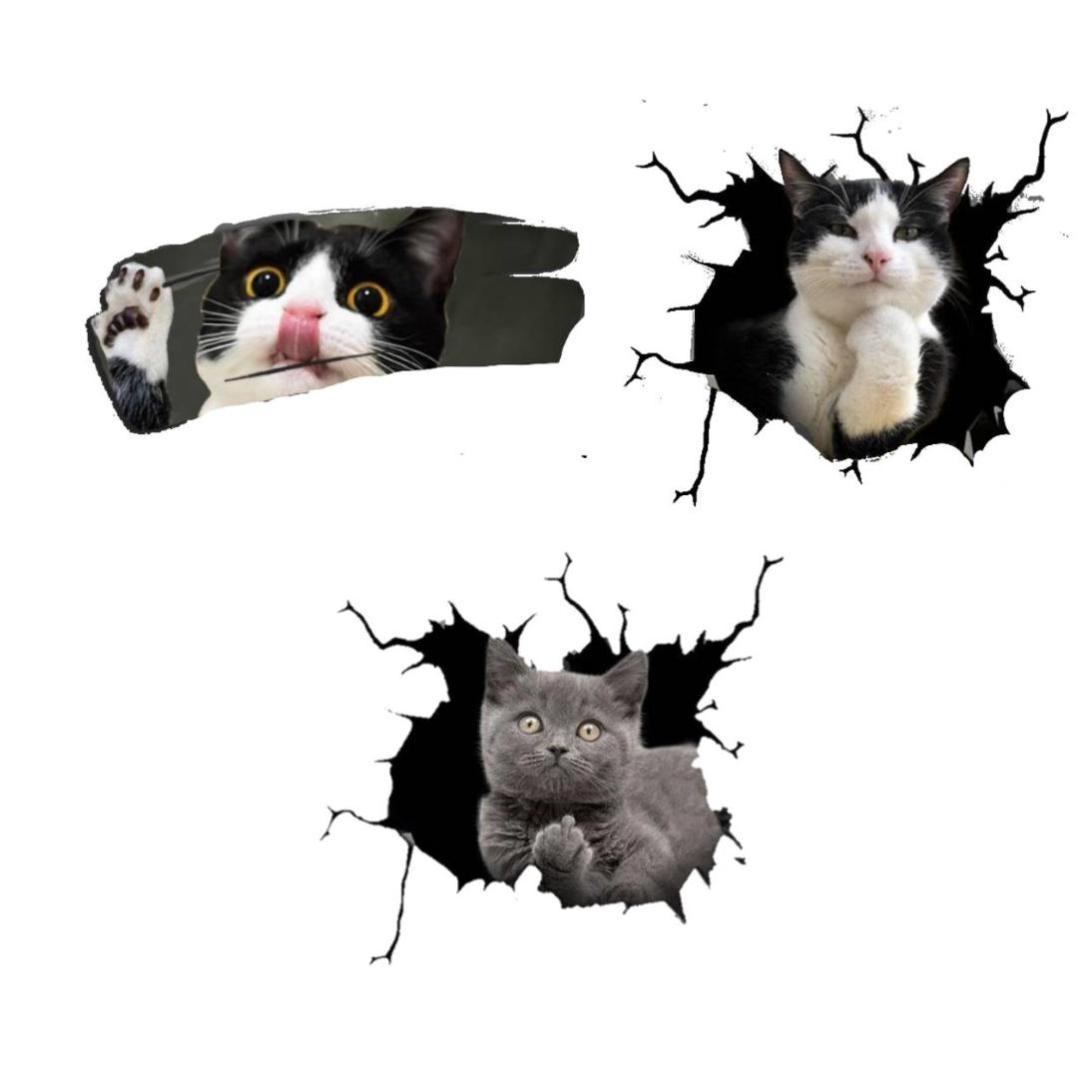 シール 車 ステッカー 動物 猫 3D 面白い PVC 3種セット デカール拍卖