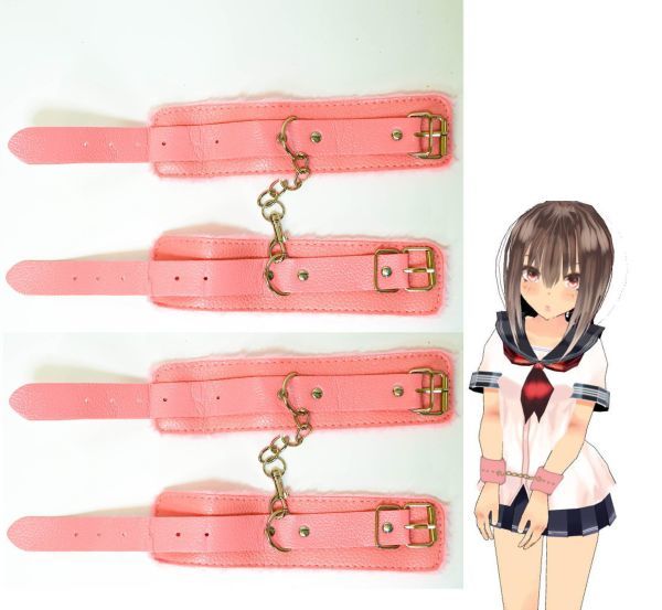 拘束具 逮捕 手錠 手枷【2個】高級仕様 コスプレ道具 桃 ピンク 錠 痛くない 頑丈拍卖