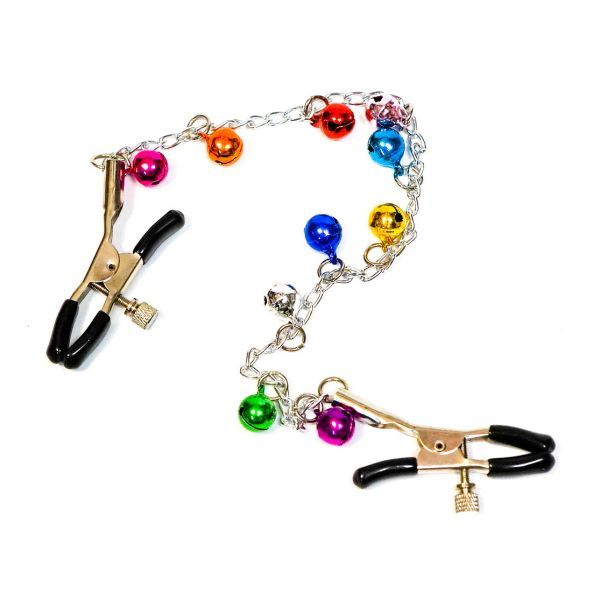 ニップルクリップ 洗濯バサミ 鈴付き 黒鈴繋 ブラック 乳首 挟み ベル SMクリップ アダルト 乳頭拍卖