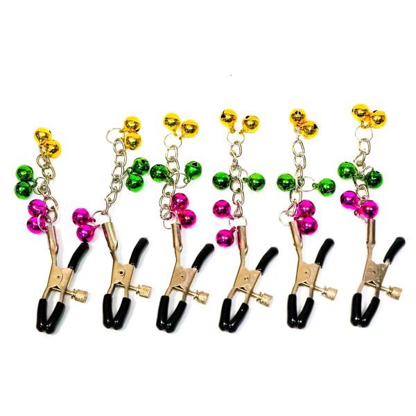 ニップルクリップ 洗濯バサミ 鈴付き 黒 ブラック 乳首 挟み ベル SMクリップ アダルト 乳頭拍卖