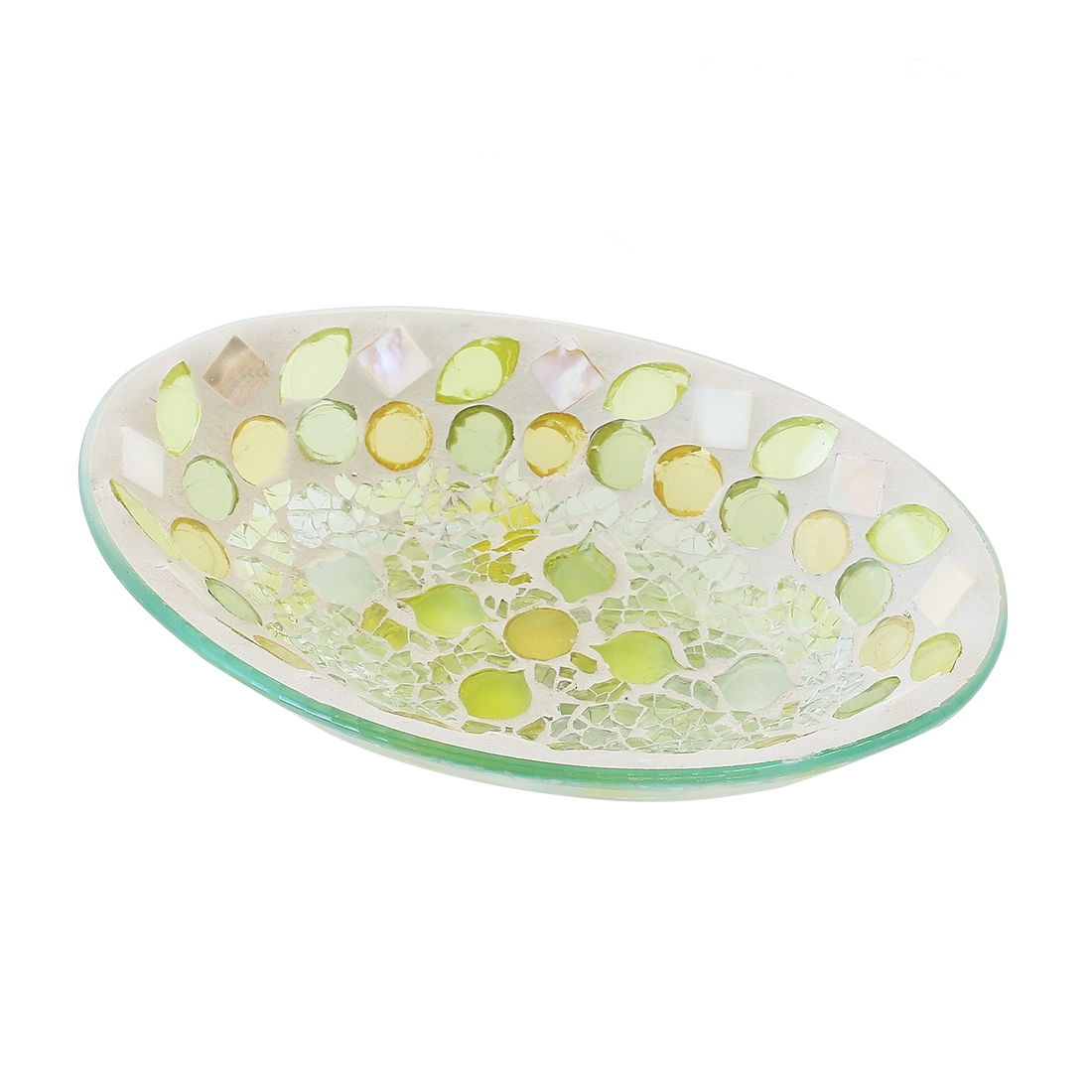 ★新品 モザイク オーバルトレイ モロッカンイエロー モザイクガラス 小物入れ 小物置き アクセサリートレイ オブジェ インテリア ガラス製拍卖