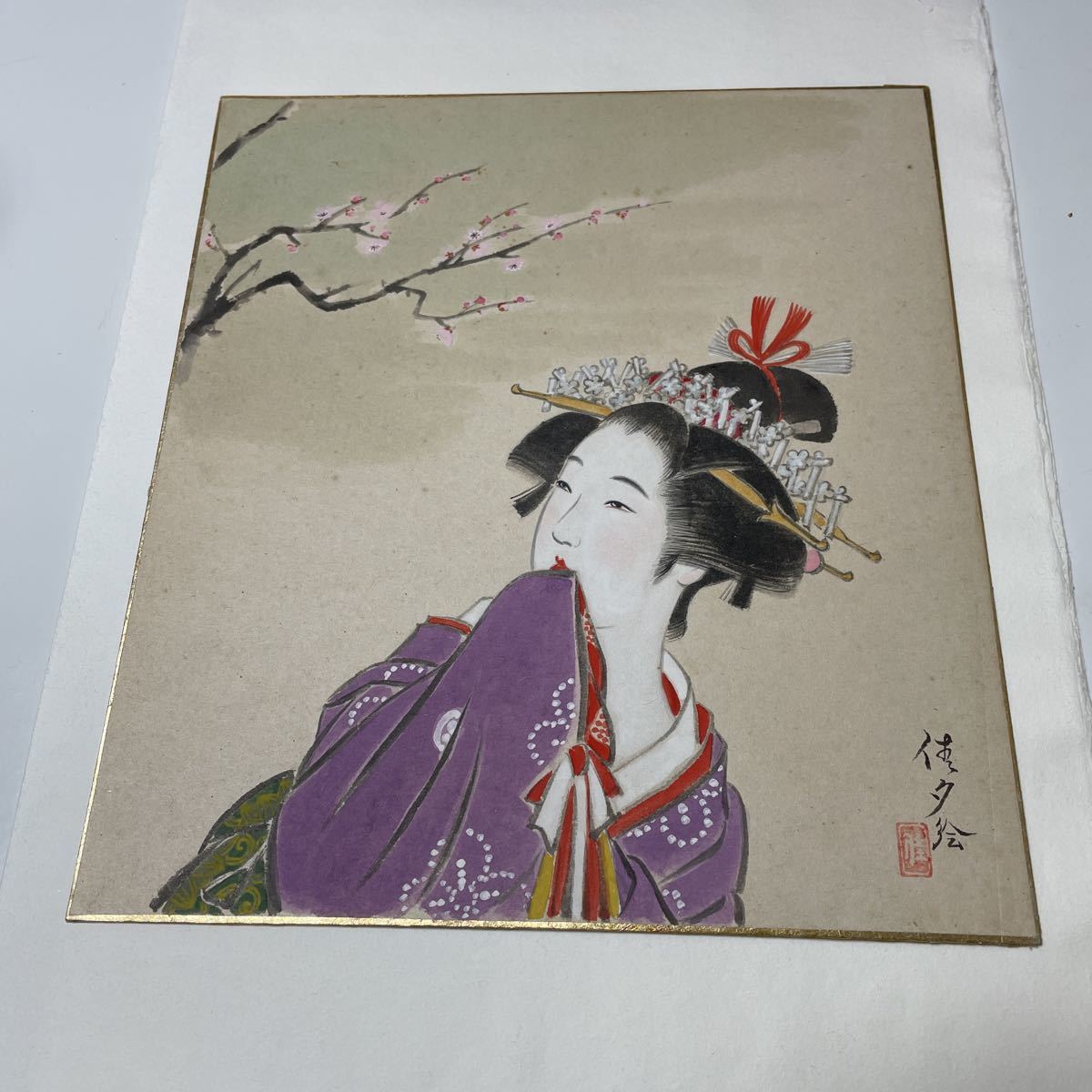 即決!模写 京極佳夕(伊東深水の門人)/美人画 肉筆色紙(検索=歌舞伎 鏑木清方 上村松園 英朋 菊池契月 島成園 中村大三郎 蕉園 伊藤小坡)拍卖