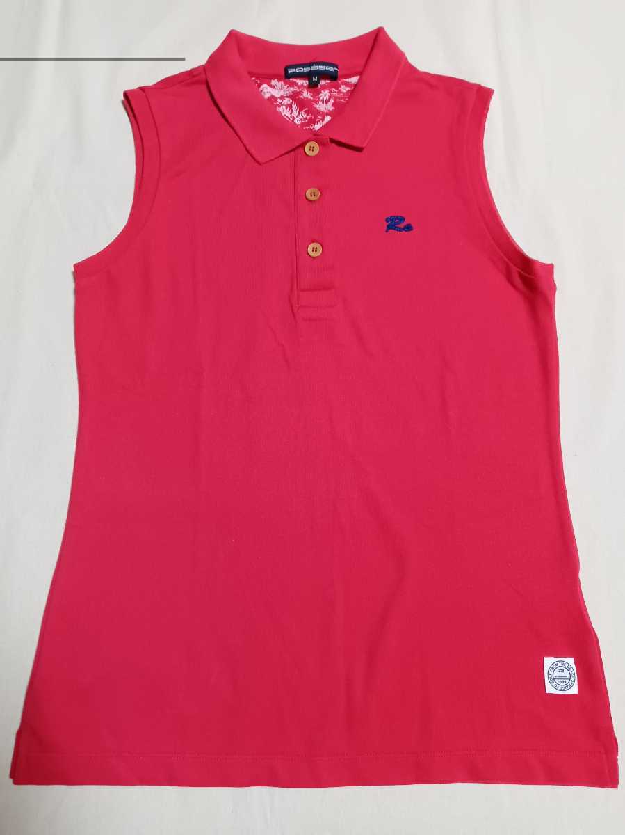 ROSASEN ロサーセン ゴルフウェア ノースリーブ 鹿の子ポロシャツ 赤 レッド レディースサイズM 中古品 美品拍卖
