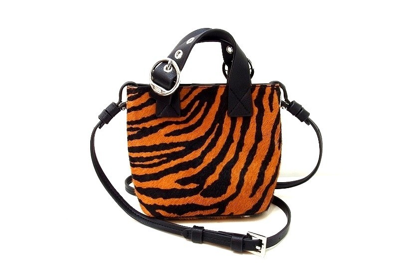 ZARA ザラ ハラコ ゼブラ 2WAY ショルダー ミニバッグ ライトブラウン×黒拍卖