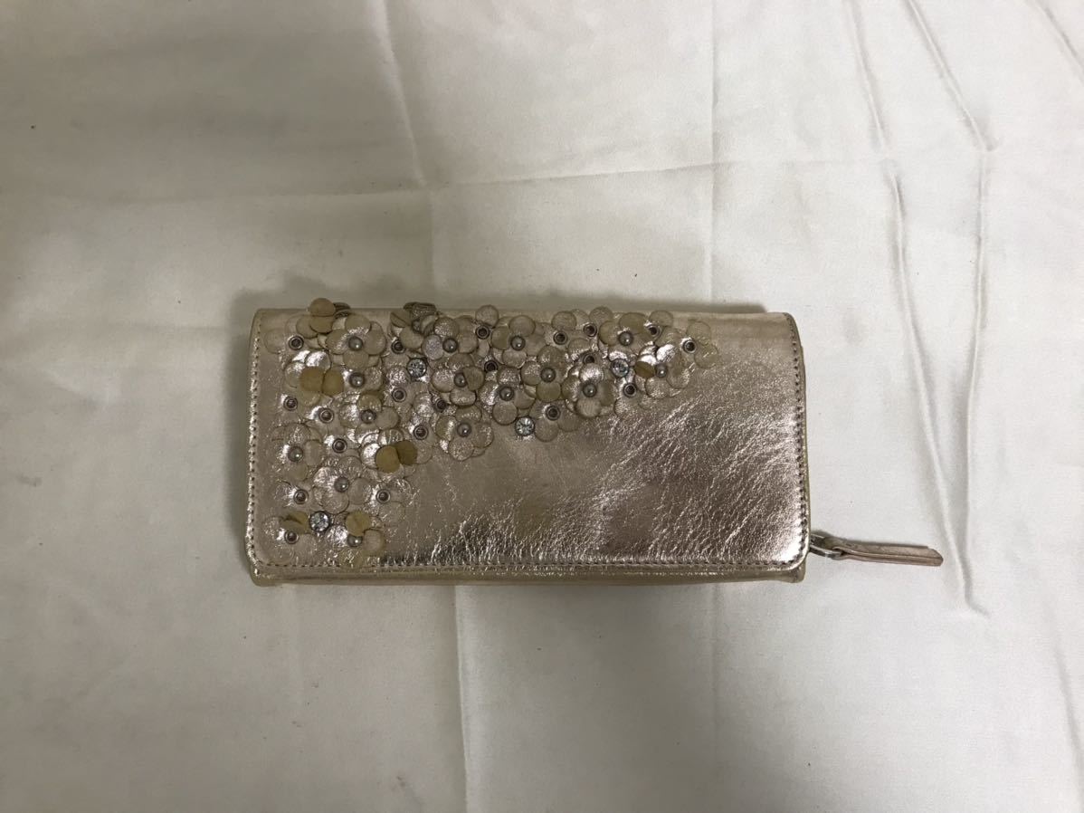 本物アンテプリマANTEPRIMA本革レザー長財布サイフ札入れレディース旅行トラベル金シャンパンゴールド拍卖