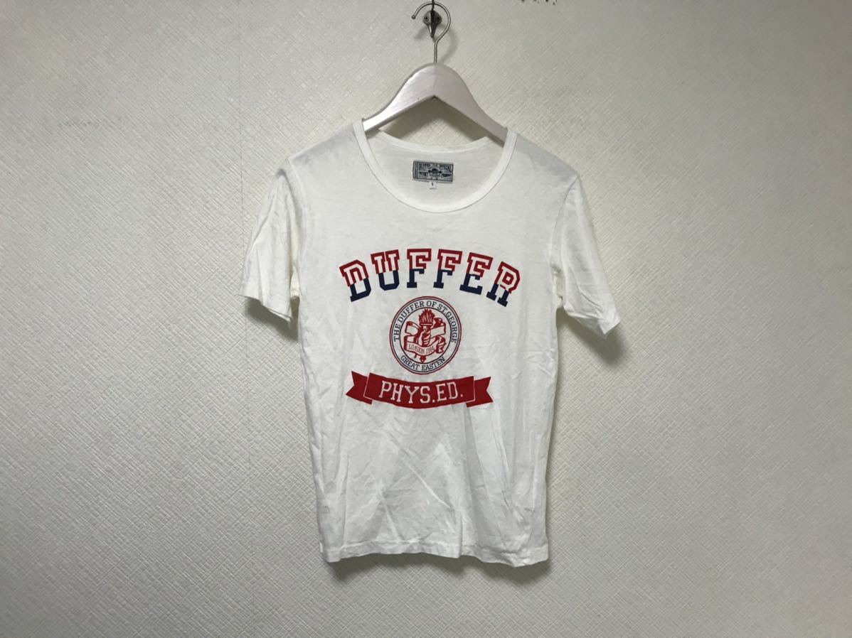 本物ダファーDUFFERコットンロゴプリント半袖TシャツメンズグレーストリートビジネススーツサーフスケーターS白ホワイト日本製拍卖