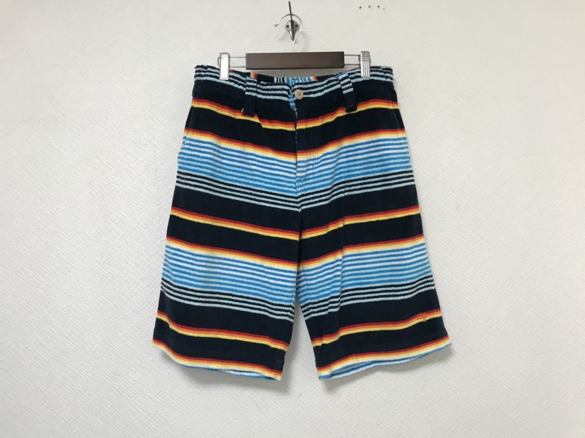 本物オーシャンパシフィックOPコットンタオル生地ボーダー柄ショートハーフスラックスパンツメンズアメカジミリタリーサーフストリート青M拍卖