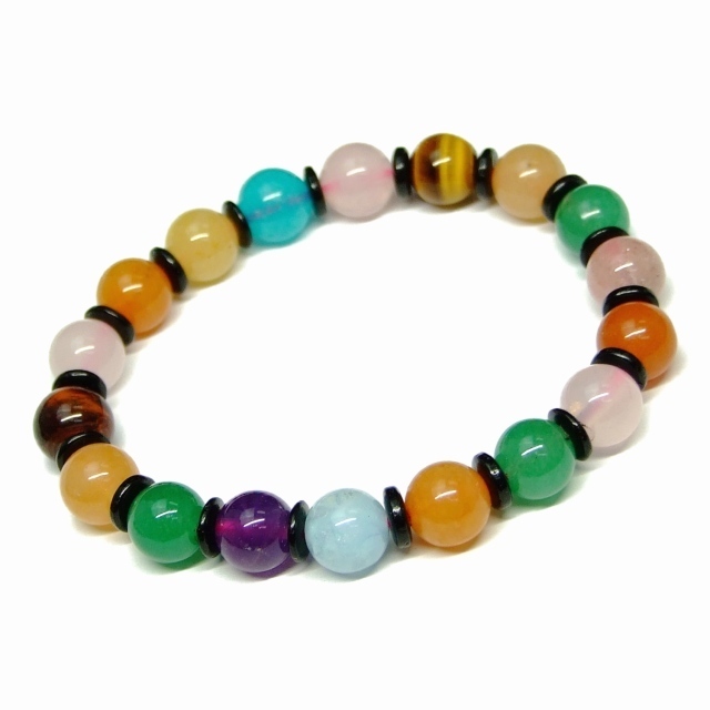 天然石 パワーストーン g3-2963Z 8mm A アクアマリン アメジスト 等ミックス石 ブレスレット 内径16cm ポーチ付き 送料無料拍卖
