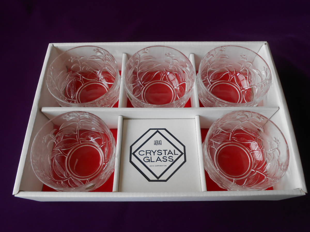 HOYA! ☆つゆくさ模様・クリスタル小鉢セット☆ 未使用 盛皿 盛鉢 プレート ギフト 拍卖
