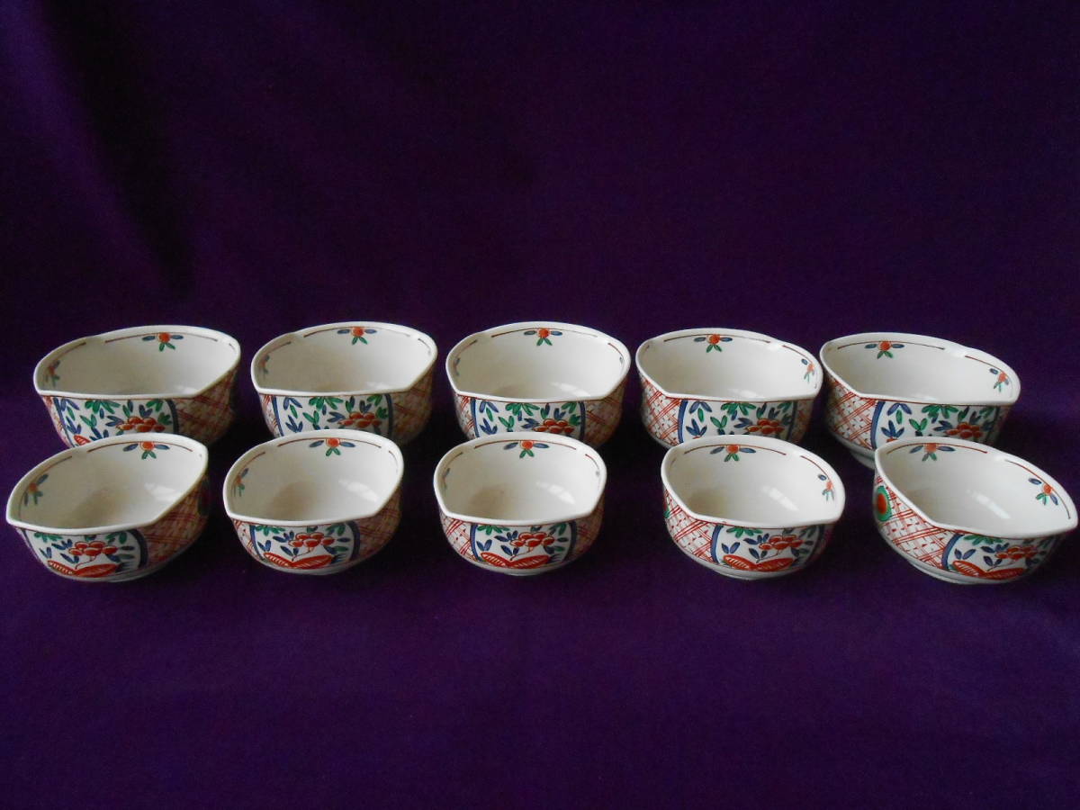 三洋陶器! ☆古赤絵親子鉢揃え☆ 未使用 プレート 中鉢 小鉢 盛鉢 盛皿 向付 ギフト拍卖