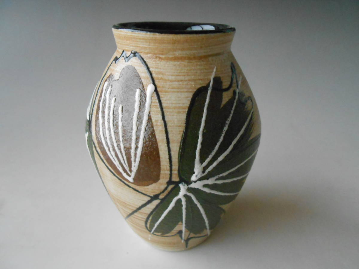 万古焼! ☆葉柄花瓶☆ 未使用 一輪挿し 花器 花生け 花入れ 一輪生 華道 拍卖