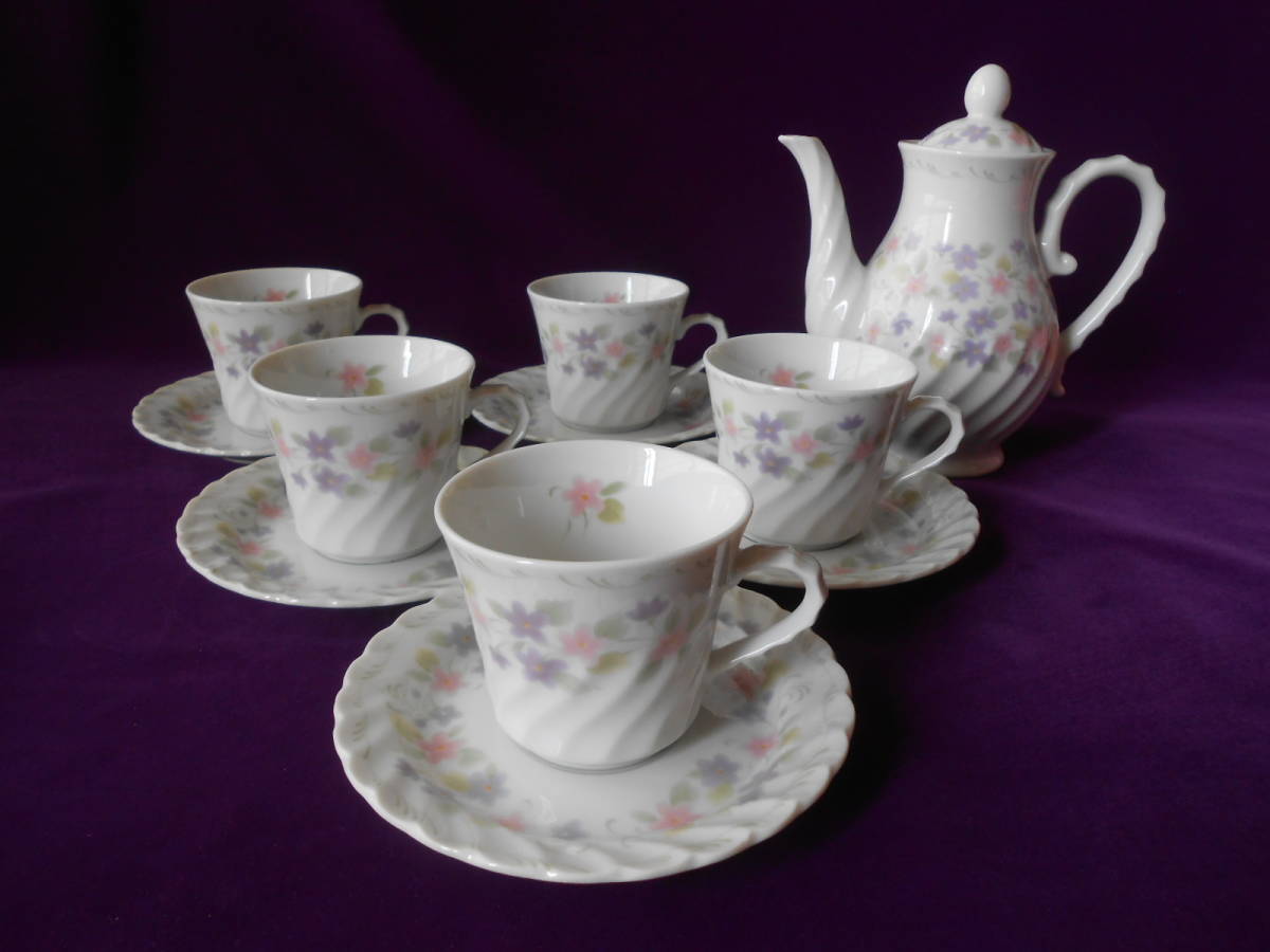 KEINAN! ☆ポット付コーヒー碗皿セット☆ 未使用 茶器 コーヒー 紅茶 ミルク ラテ エスプレッソ拍卖