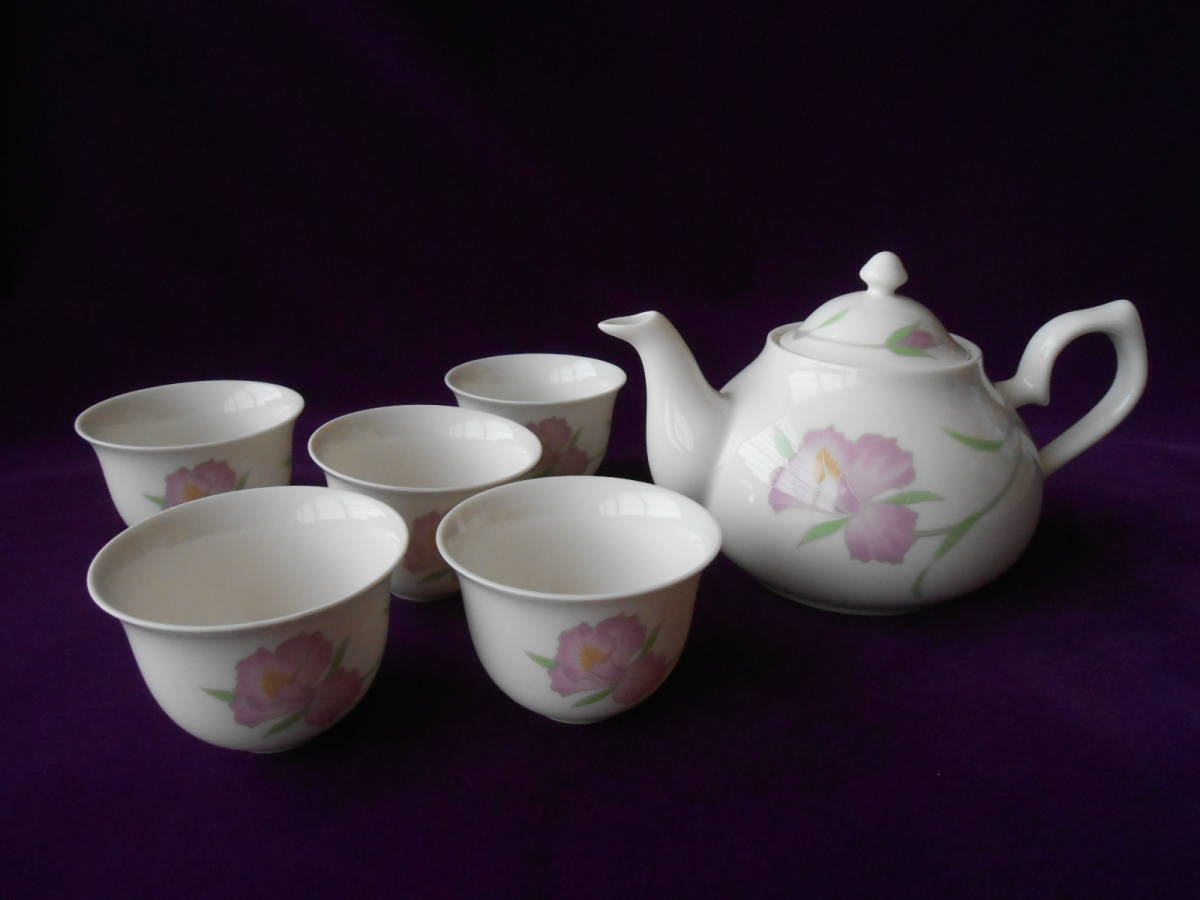 醍醐窯! ☆花の詩ポット茶器セット☆ 新品 湯呑 汲出 日本茶 ほうじ茶 フリーカップ 急須 やかん 土瓶 ギフト拍卖