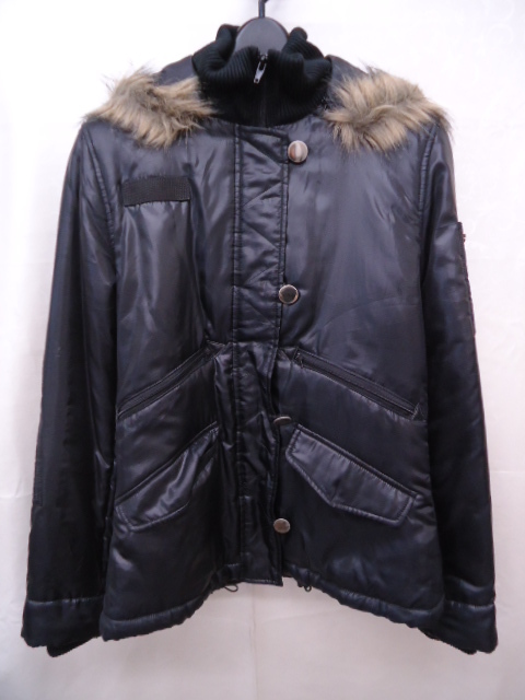 【KCM】f-box-57★タグなし未使用品★レディース フード付き 中綿ジャケット ブルゾン ブラック系 M相当拍卖