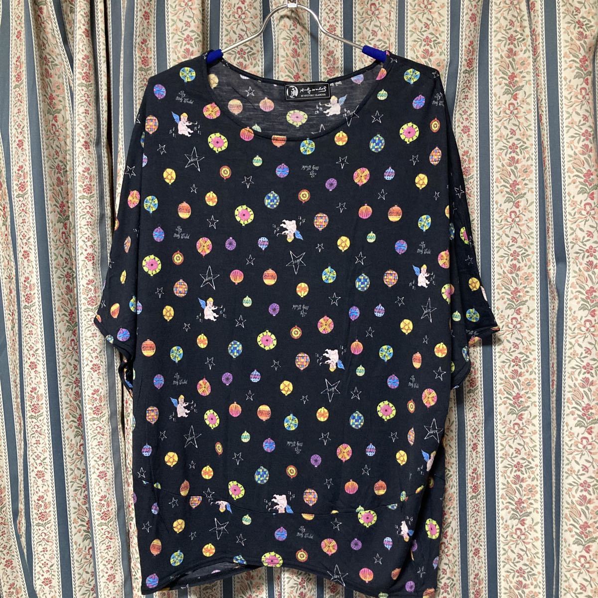 ヒステリックグラマー×アンディウォーホル オーナメント天使総柄モダールドルマンカットソー Tシャツ ルーズシルエット Andyコラボ とろみ拍卖