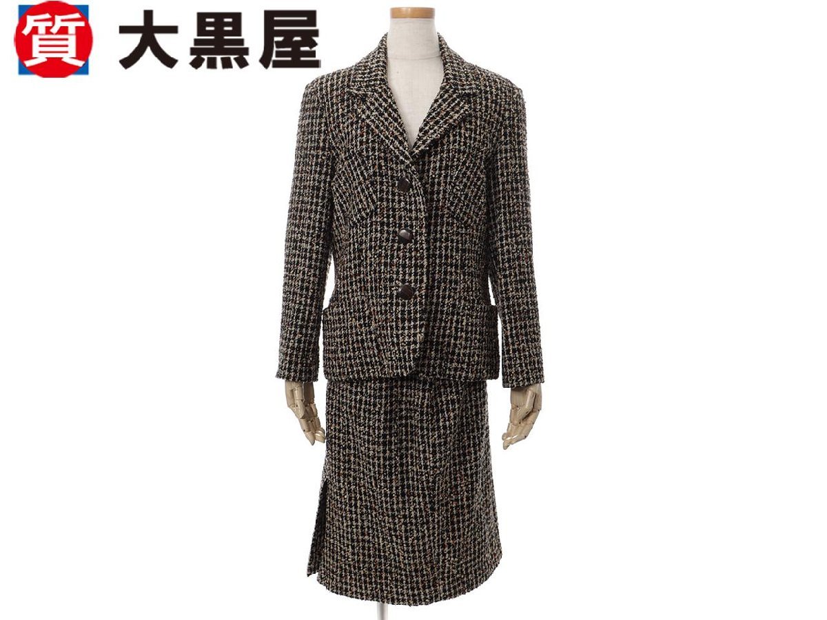 【大黒屋82】GRES グレ 衣料品 衣類 セットアップ ジャケット スカート サイズ42 マルチカラー 入学式 卒業式 フォーマル ツイード拍卖
