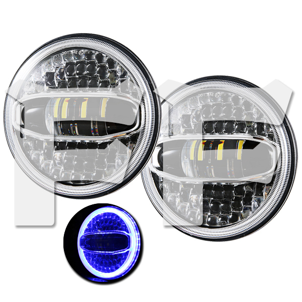 送料無料● JEEP ラングラー 7インチ LED ヘッドライト ホワイト ブルー プロジェクターレンズ Hi.Low.DRL.ウインカー JK かっこいい 2個拍卖