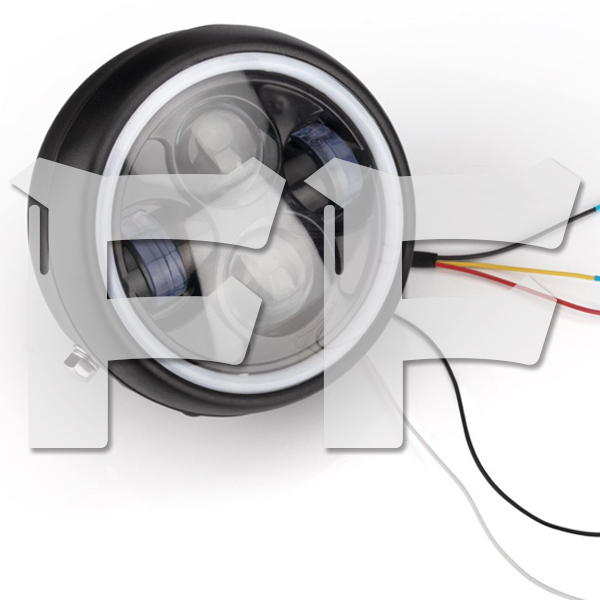 送料無料● 5.75~6.5インチ イカリング Hi-Low切替/DRL ホワイト 40W プロジェクター ハーレー オートバイ ホンダ ヤマハ カワサキ拍卖