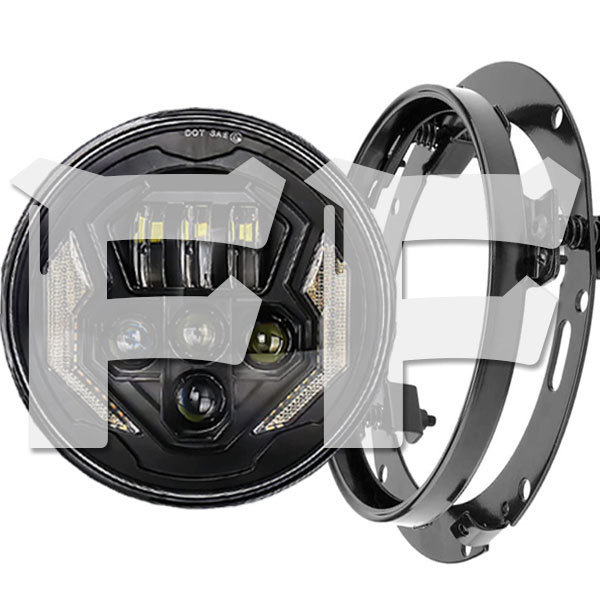 送料無料● ハーレー CREE LED 7インチ 45W ヘッドライト ブラケット Hi.Low.DRL.ウインカー ホワイト オートバイ ブラック 1セット拍卖