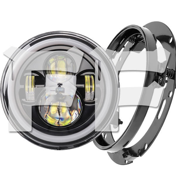 送料無料● ハーレー CREE LED 7インチ 60W ヘッドライト ブラケット Hi.Low.DRL.ウインカー ホワイト オートバイ ブラック 1セット拍卖