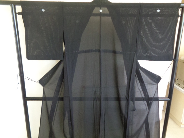 C268-80 正絹 絽 5つ紋染抜 喪服 黒 昭和レトロ アンティーク拍卖