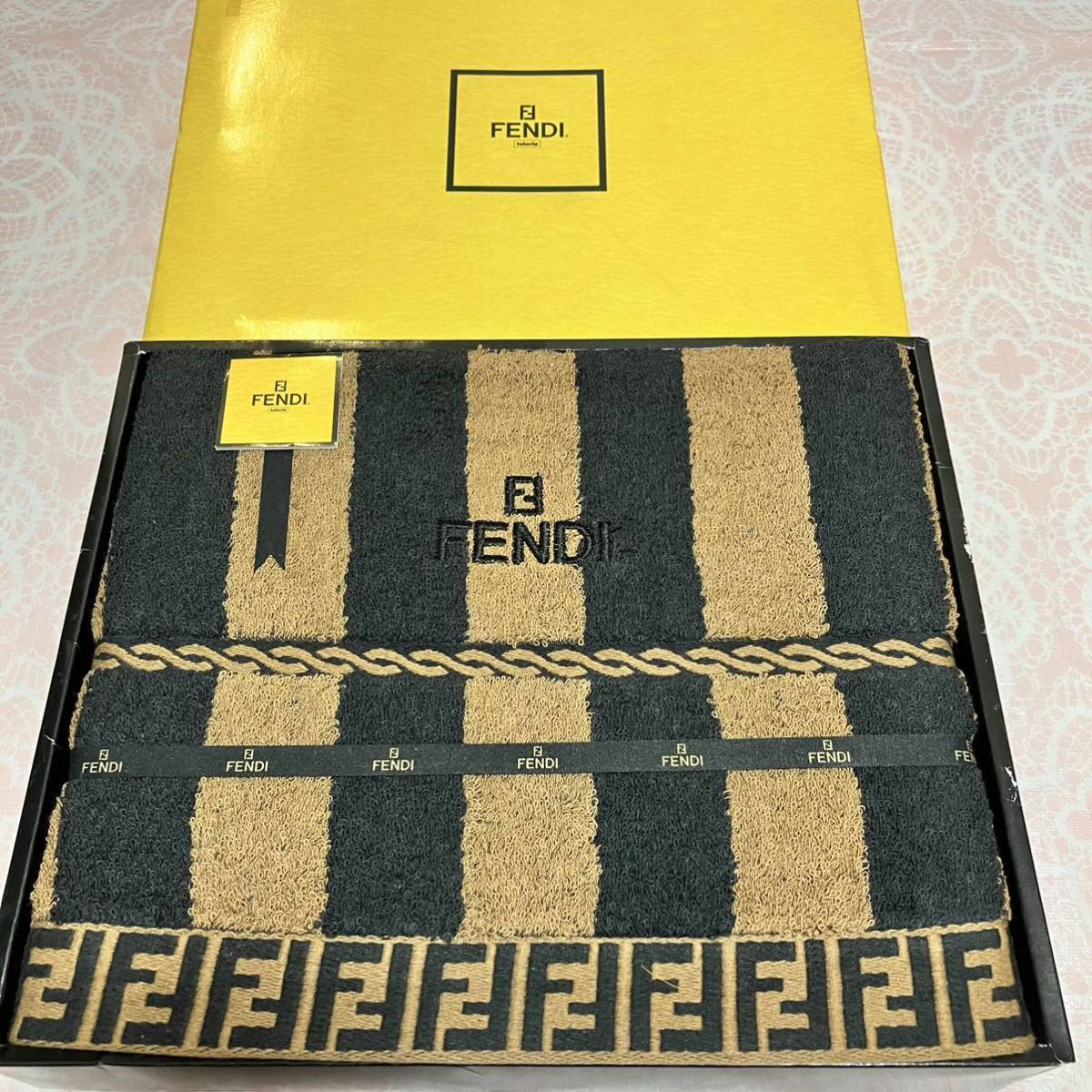 【希少】新品/FENDI/バスタオル/正規品/フェンディ/ズッカ柄/未使用/茶色/ブラウン/箱あり/匿名発送/即決あり/タオル/ペカン柄/廃盤品拍卖