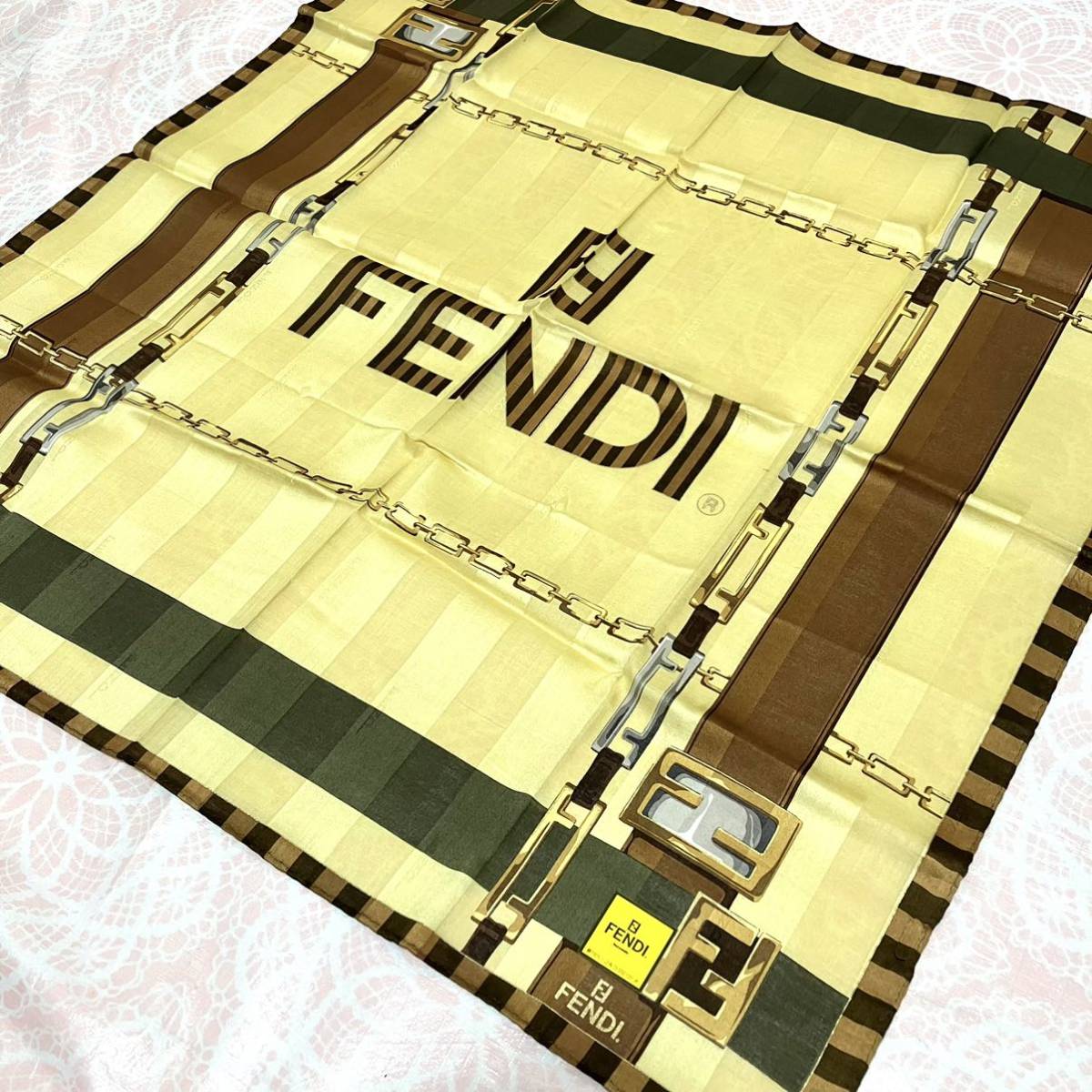 【人気柄】新品/FENDI/大判ハンカチ/正規品/フェンディ/未使用/即決/ズッカ柄/匿名発送/スカーフ/58cm/ストール/綿100%/廃盤品/78拍卖