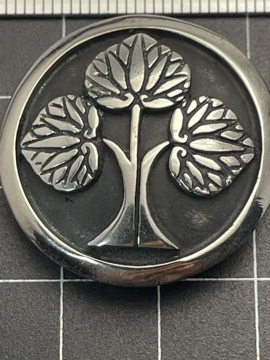 家紋コンチョ★丸に立ち葵★中サイズ★ジャーマンシルバー拍卖