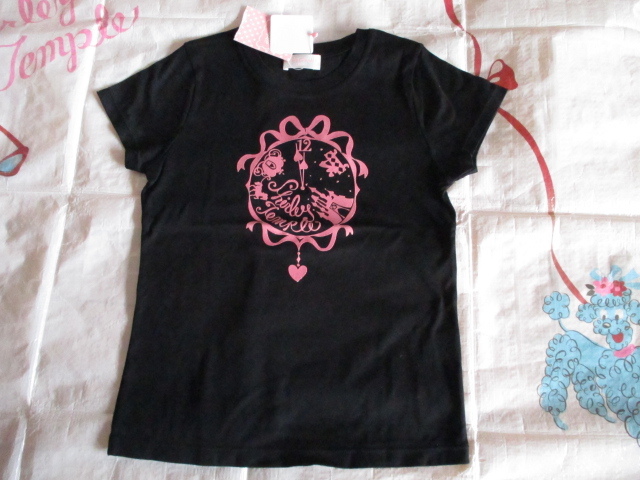 新品 シャーリーテンプル  シンデレラ pt カットソー  140 黒 フロッキープリント 定価1万円拍卖