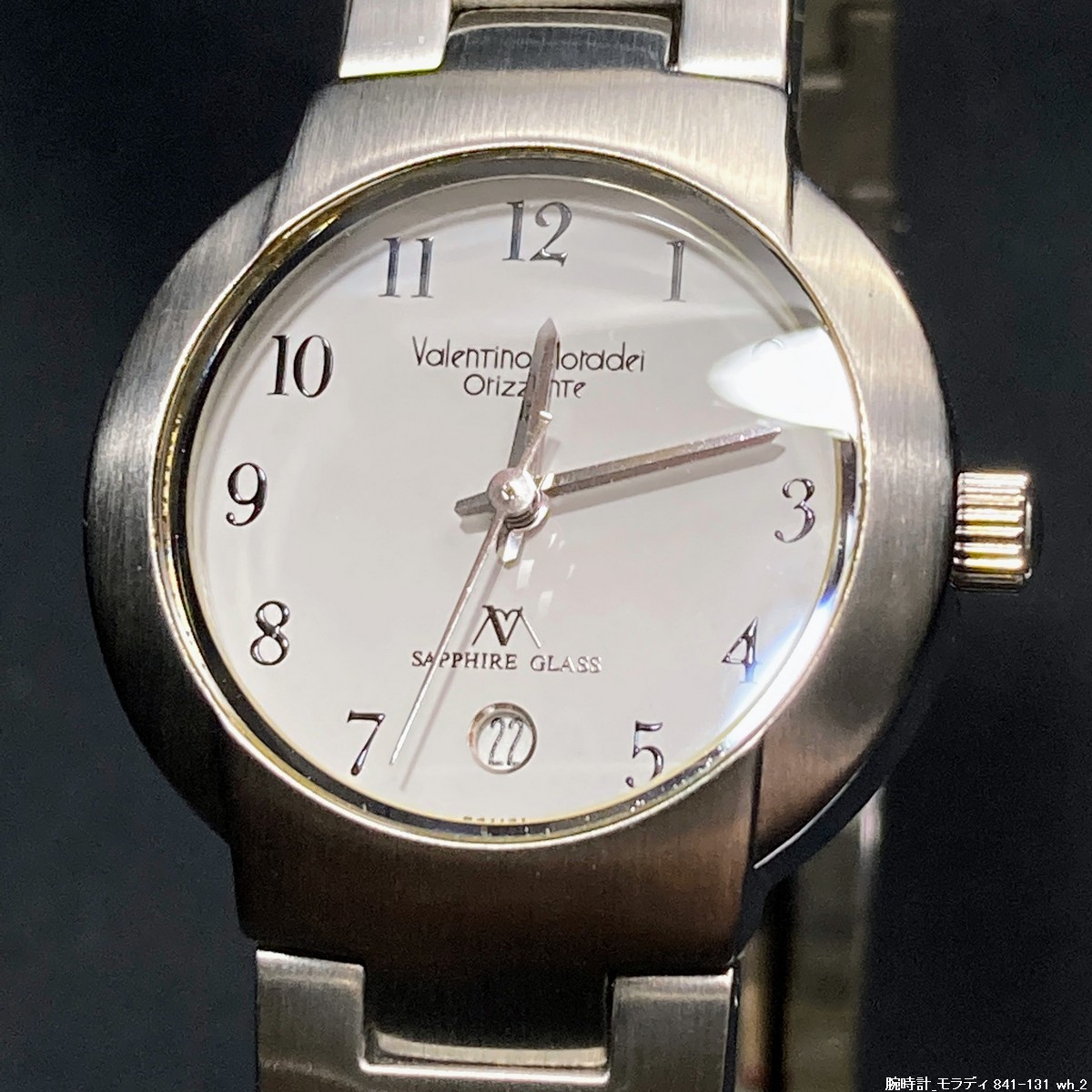 【未使用 / 即決 / 送料230円】VALENTINO MORADEI 高級サファイアガラス オールステンレス 841-131 ホワイト レディース腕時計 No.20822-5拍卖