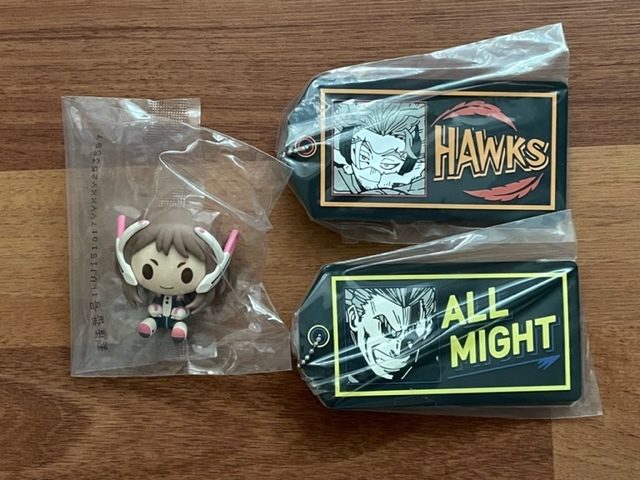 一番くじ★僕のヒーローアカデミア Fight On!★G賞 ちょこのっこフィギュア 麗日お茶子★F賞 ラバーキーホルダー オールマイト&ホークス拍卖