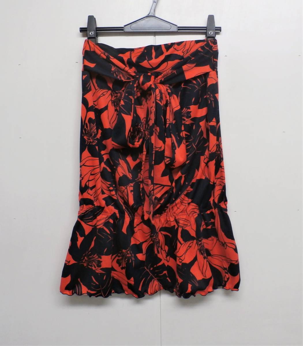 14009 ◆ GLOW GENIC:ワールド/紐リボン付き/総柄/ゴムスカート/日本製/サイズ38 拍卖