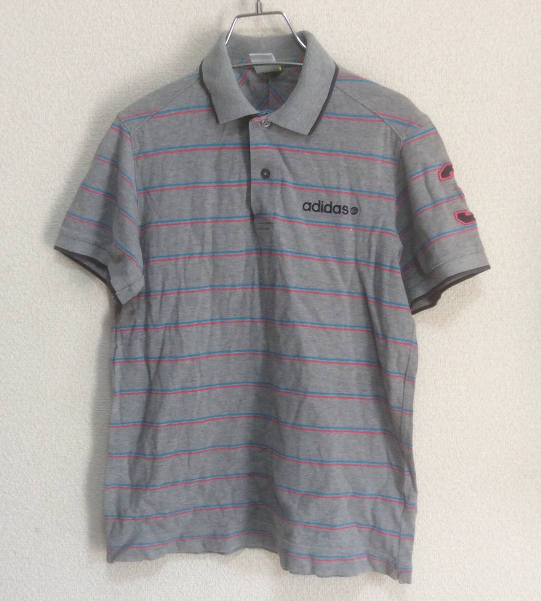アディダス ネオレーベル adidas NEO LABEL ボーダー 鹿の子 ポロシャツ M メンズ USED ロゴ 刺繍 ワッペン拍卖