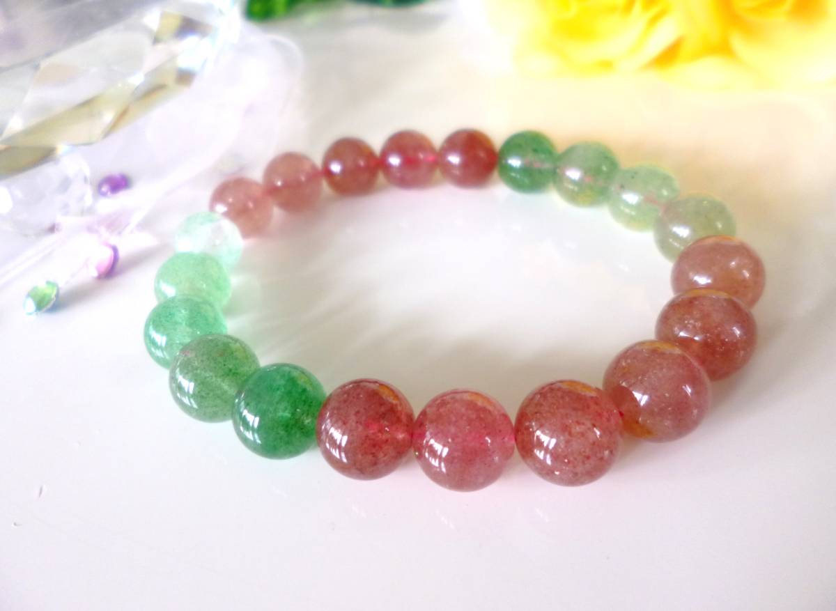 ☆疲労回復☆心身安定☆マイカインクォーツ★オーラの深呼吸☆優しい癒し☆ストレス軽減☆アベンチュリンインクォーツ★10mm☆17cm拍卖