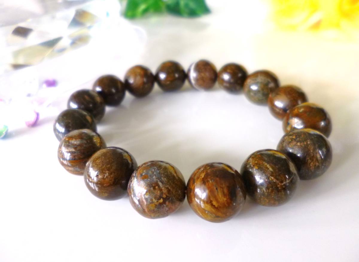 ☆目標達成☆浄化☆守護石☆礼儀☆礼節☆誠実☆信頼☆判断力☆重厚感☆ブロンザイト☆古銅輝石☆ ☆大珠12mm☆ ☆16cm☆拍卖