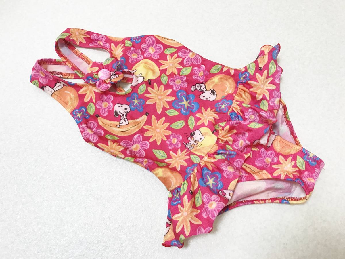 ●子供水着 110●ニッキー/日本製◆スヌーピープリント*ひらひらスカート水着・女の子ワンピース水着拍卖