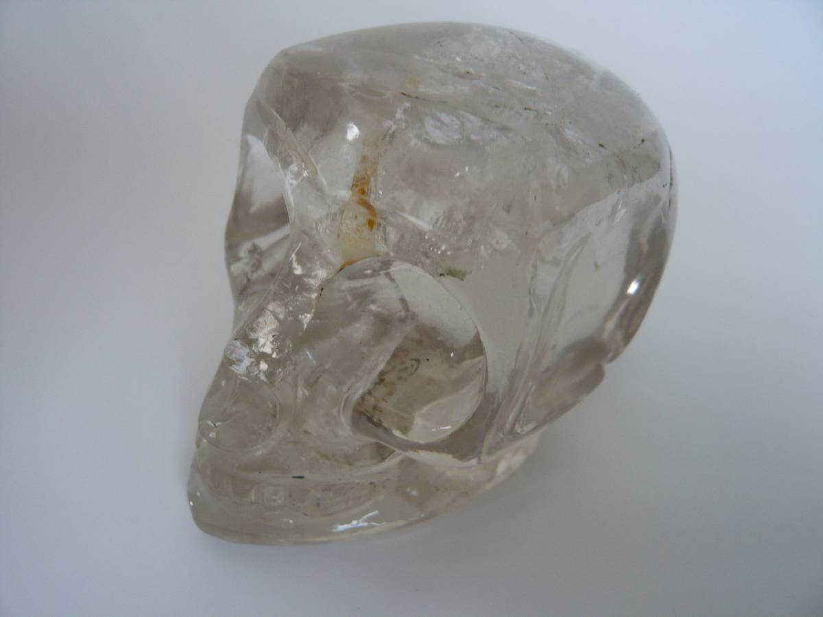 【送料無料】本水晶★ハンドメイド(手彫り)★高さ約50mm★髑髏/ドクロ/スカル/置物拍卖