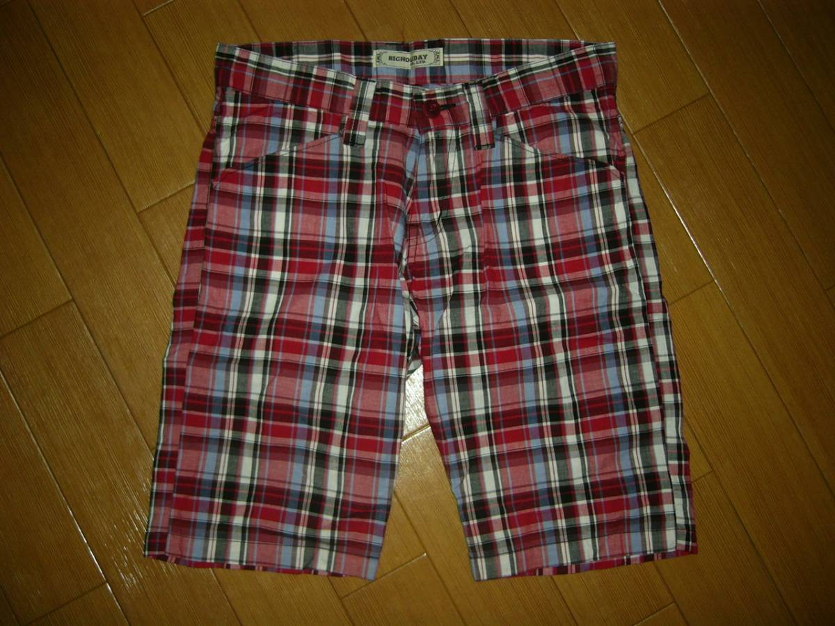 TMT チェック柄 ショーツ 赤系 ハーフパンツ 美中古 薄手 ティーエムティー拍卖