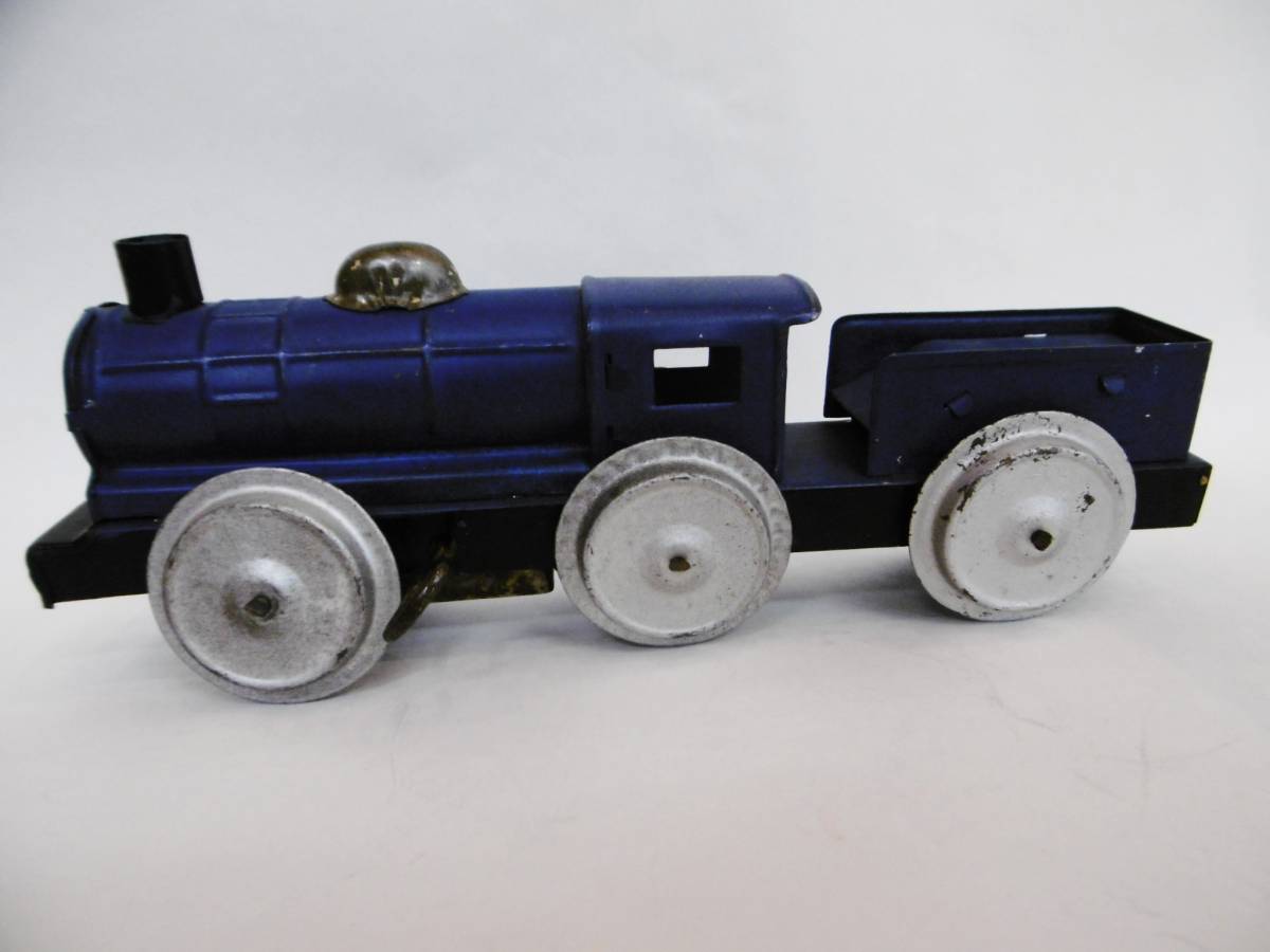 古い★吹き付け塗装*青*ブリキ汽車*ゼンマイ*昔玩具昭和レトロ★拍卖