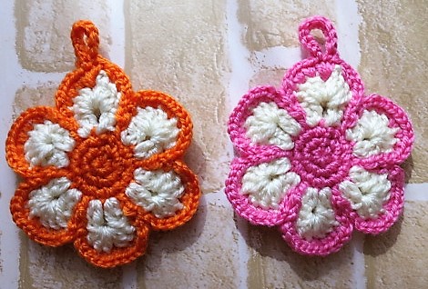 ☆2個セット☆花モチーフ アクリルエコたわし No6☆拍卖