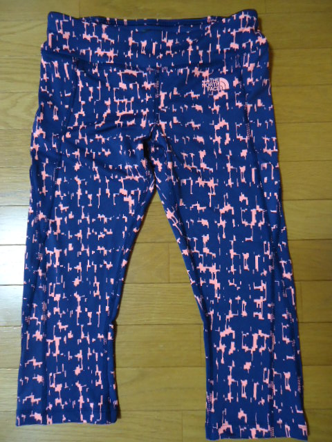 即決 ハワイ ノースフェイス THE NORTH FACE ロングパンツ 紺色 ピンク柄 レディース S 新品 未使用品 ヨガ ジム拍卖