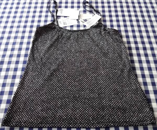 Sサイズ クリスティーズ★ワコール新品キャミソール☆ストラップ☆黒 シルバー ラメ LIL137 送料185円追跡OK!拍卖