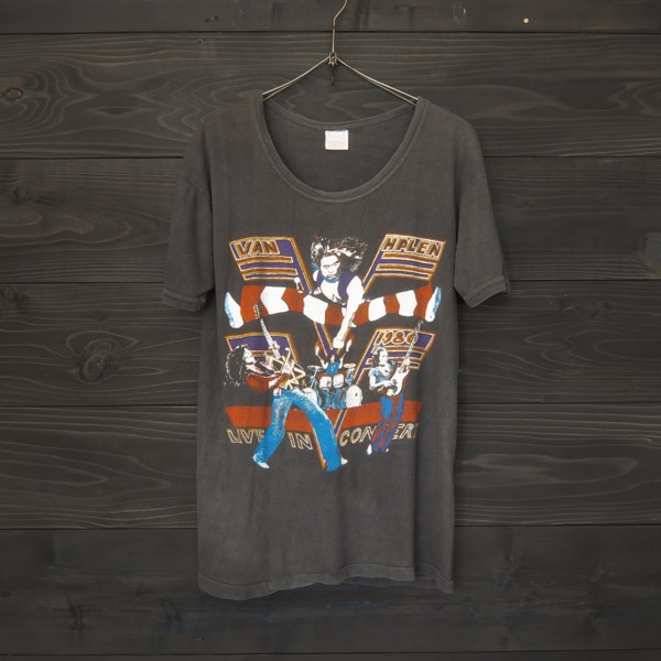 ★80's★VAN HALEN★ヴァンヘイレン★プリントT★ツアー★パキ綿★VINTAGE★ブラック★L拍卖